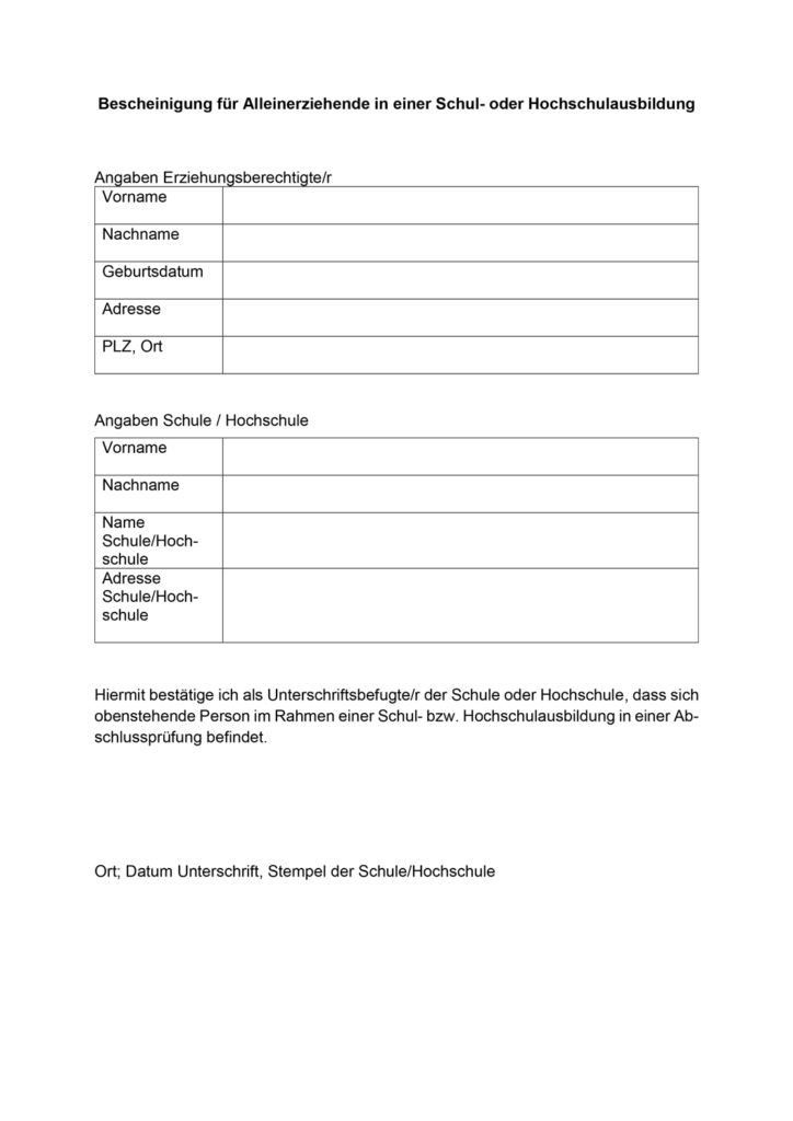 Arbeitgeberbescheinigung Kita Vorlage